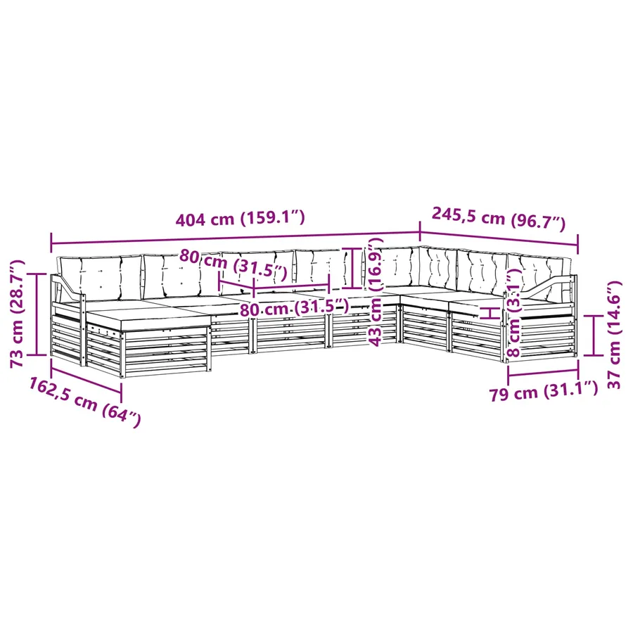 Ensemble de canapés d'extérieur 8 pcs Naturel et Crème - 9