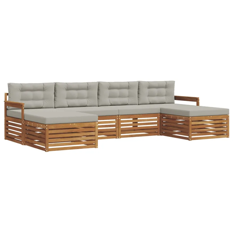Ensembles de canapés avec coussin 6 pcs Gris Naturel et Clair - 2