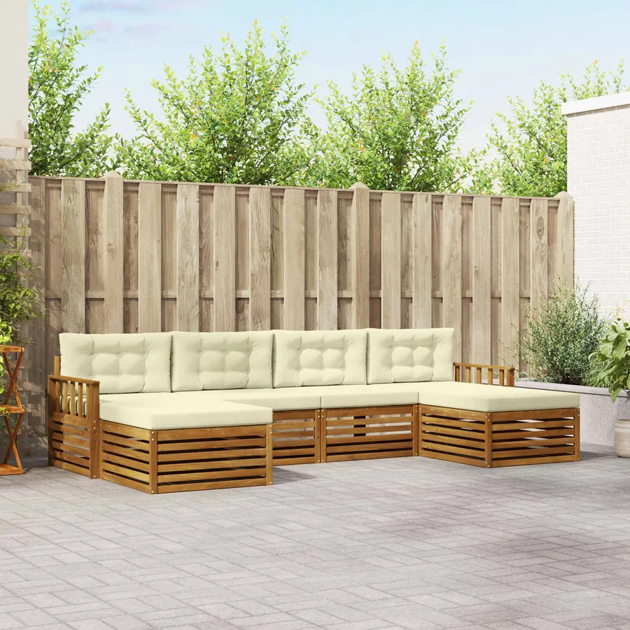 Ensembles de canapés avec coussin 6 pcs Naturel et Crème