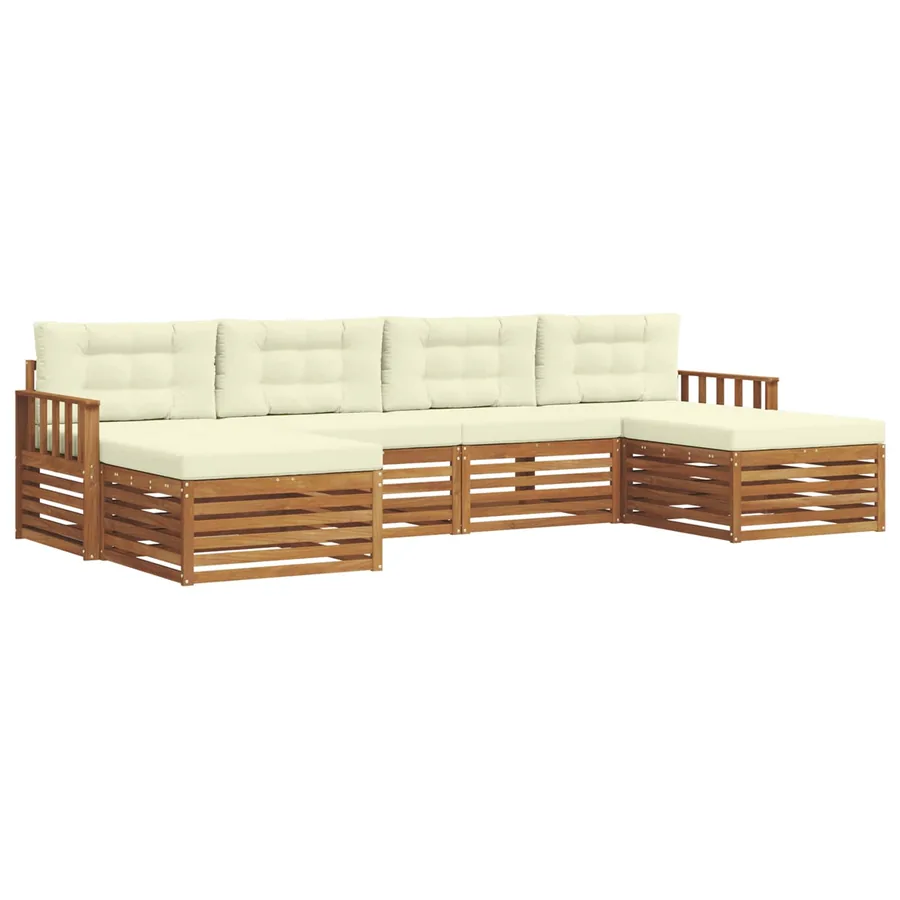 Ensembles de canapés avec coussin 6 pcs Naturel et Crème - 2