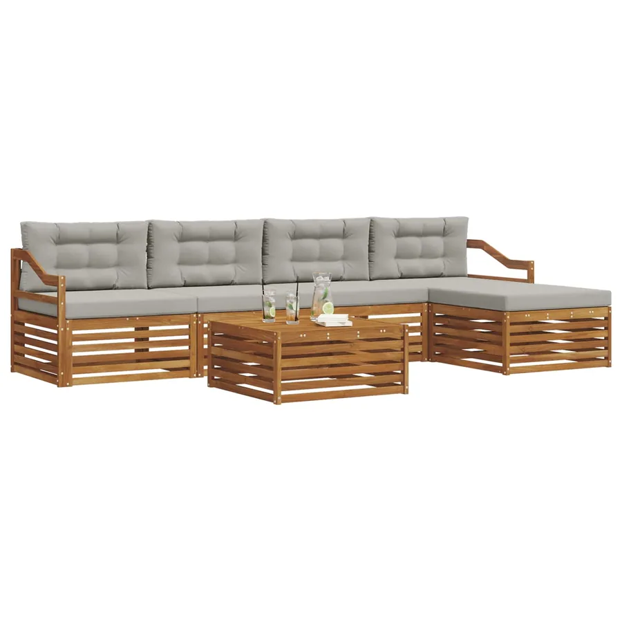 Ensemble de canapés d'extérieur 6 pcs Gris Naturel et Clair - 3