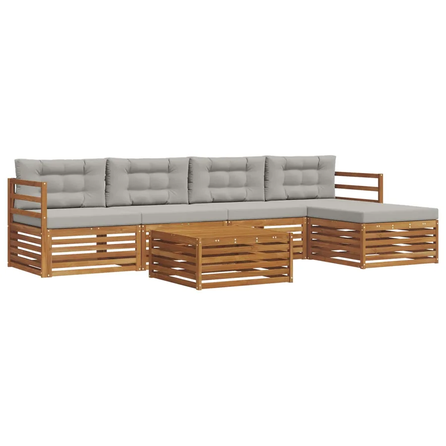 Ensemble de canapés d'extérieur 6 pcs Gris Naturel et Clair - 2