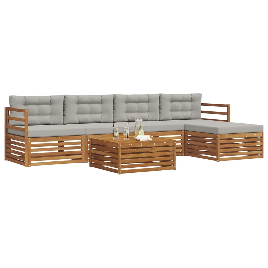 Ensemble de canapés d'extérieur 6 pcs Gris Naturel et Clair - 3