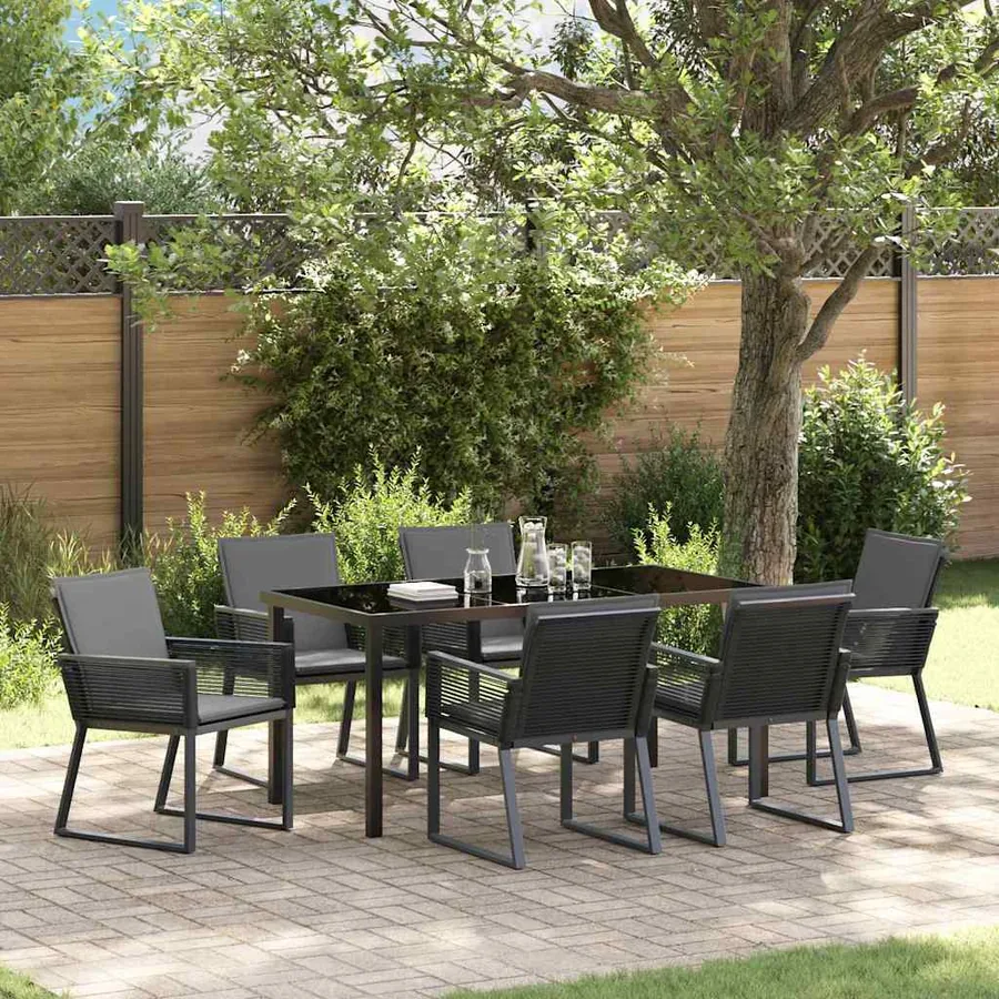 Ensemble de salle à manger pour jardin 7 pcs Noir