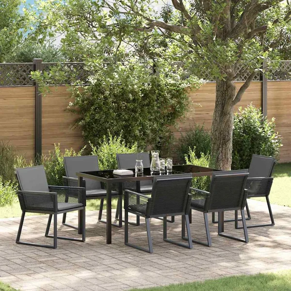 Ensemble de salle à manger pour jardin 7 pcs Noir