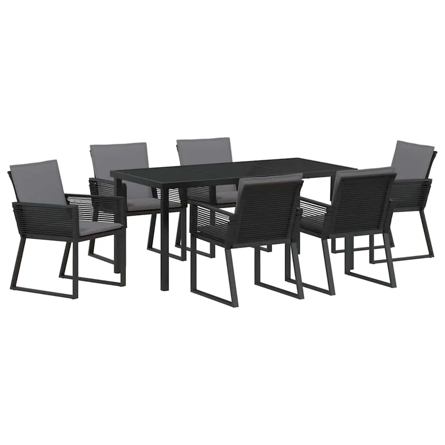 Ensemble de salle à manger pour jardin 7 pcs Noir - 2