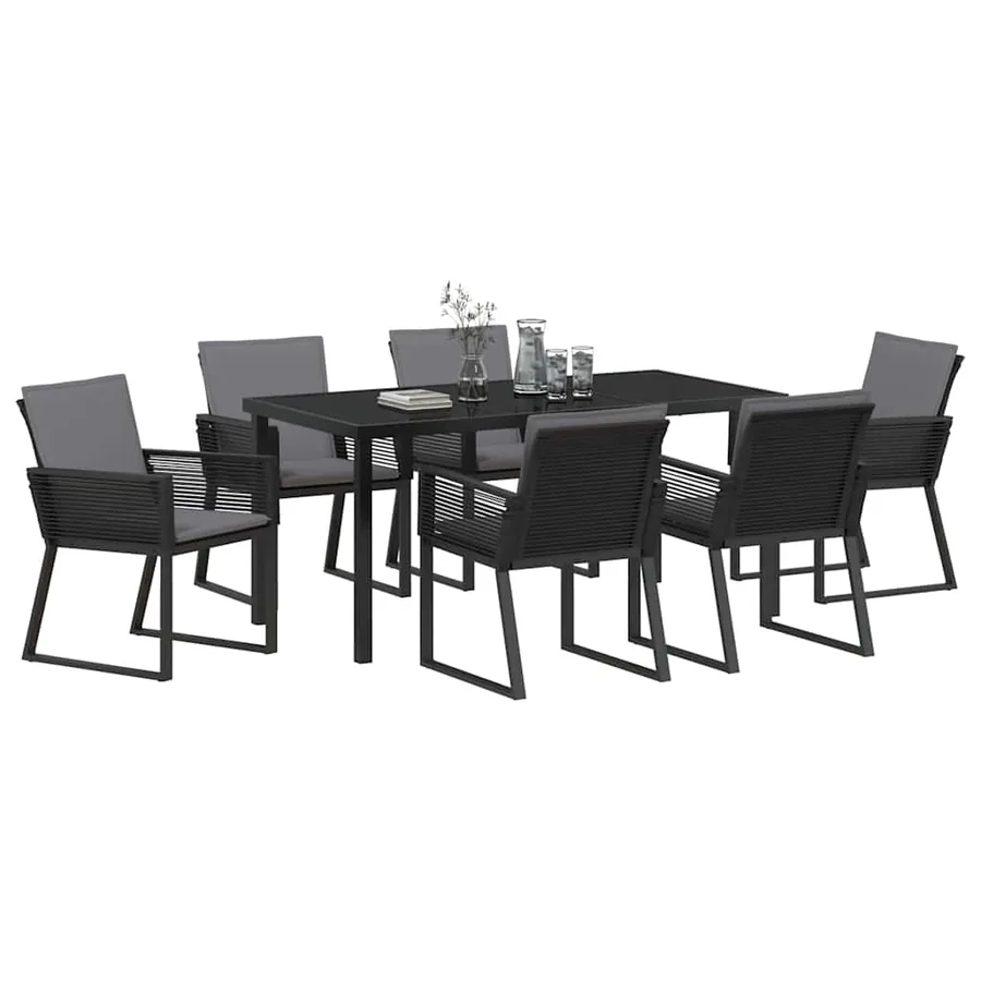Ensemble de salle à manger pour jardin 7 pcs Noir - 3