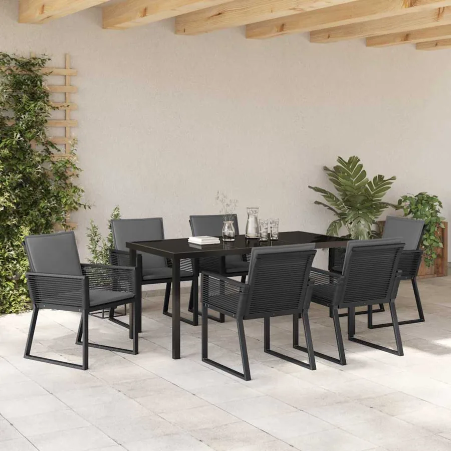 Ensemble de salle à manger pour jardin 7 pcs Noir - 4