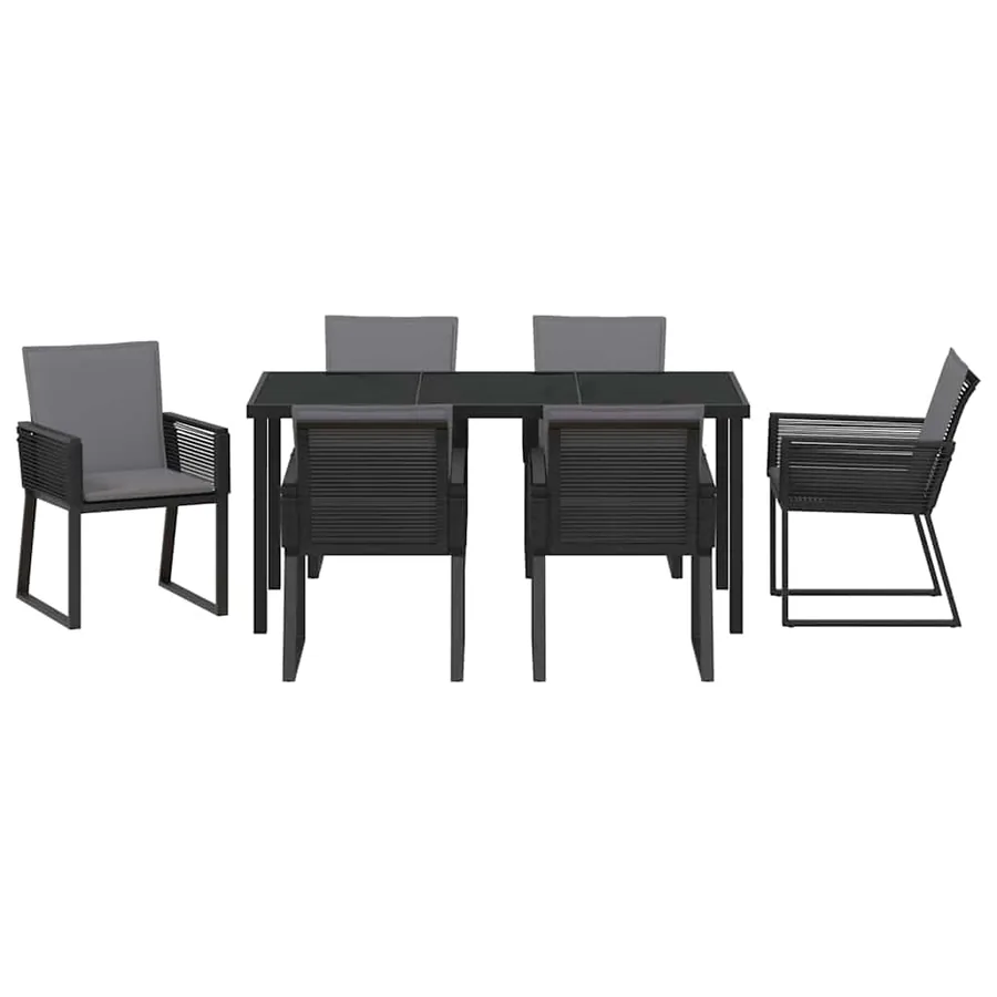 Ensemble de salle à manger pour jardin 7 pcs Noir - 7