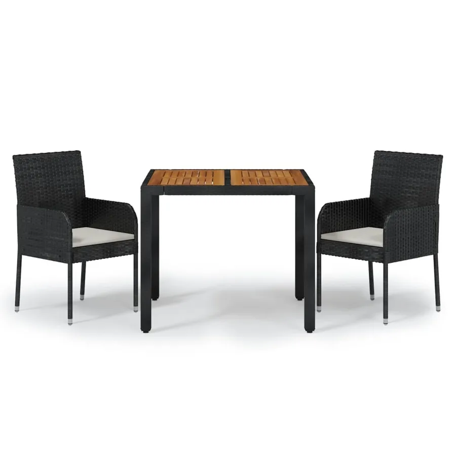 Ensemble à manger de jardin avec coussins 3 pcs Noir - 2