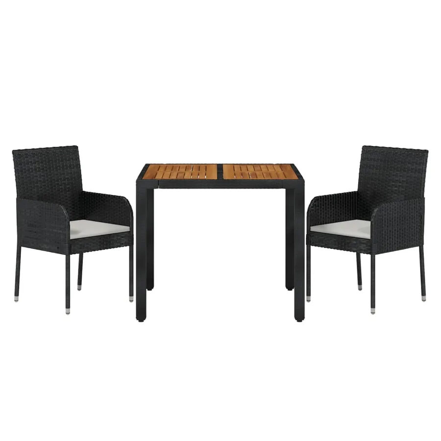 Ensemble à manger de jardin avec coussins 3 pcs Noir - 3