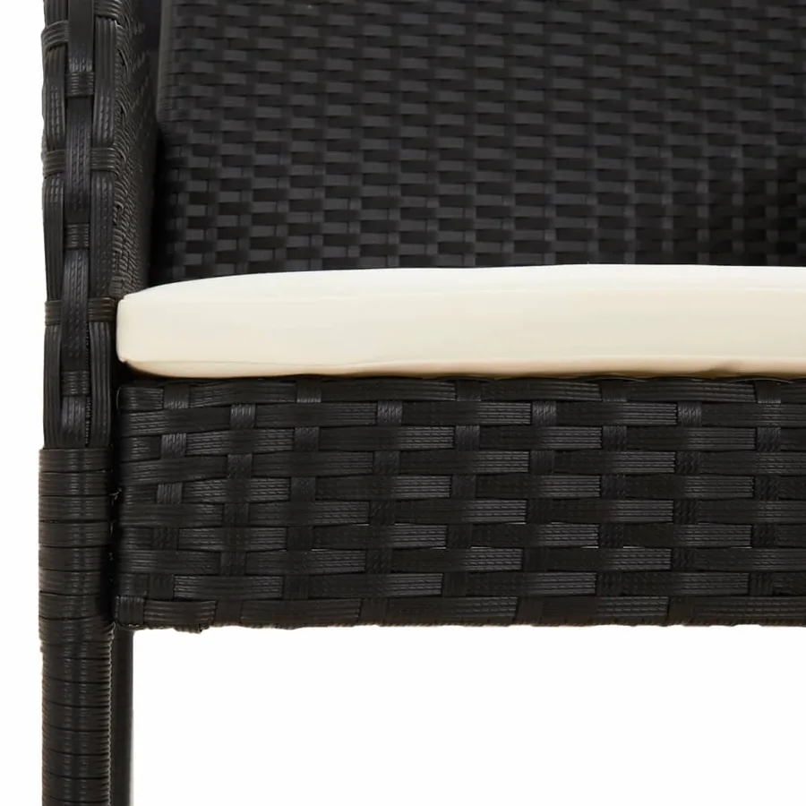 Ensemble à manger de jardin avec coussins 3 pcs Noir - 6