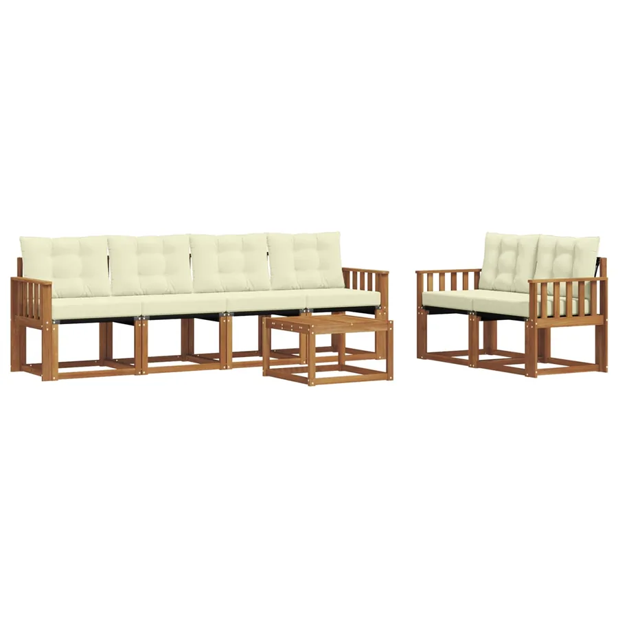 Ensemble de canapés d'extérieur 7 pcs Naturel et Crème - 2