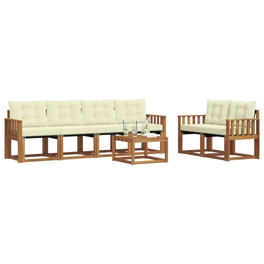 Ensemble de canapés d'extérieur 7 pcs Naturel et Crème - 3