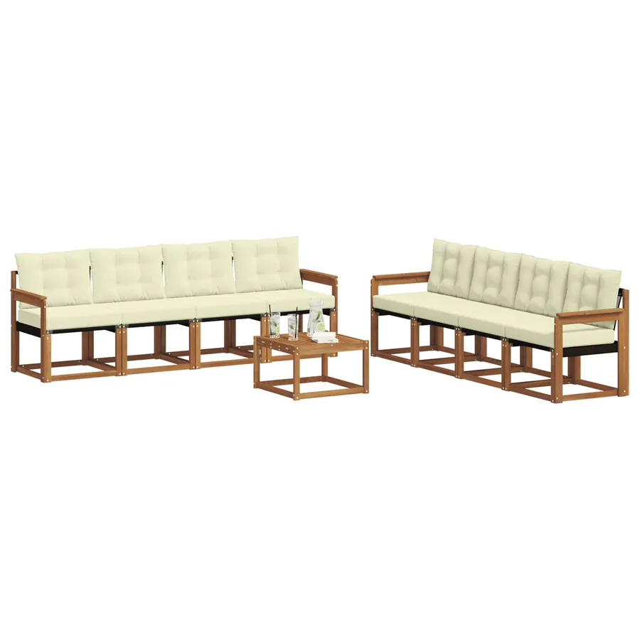 Ensemble de canapés d'extérieur 9 pcs Naturel et Crème - 3