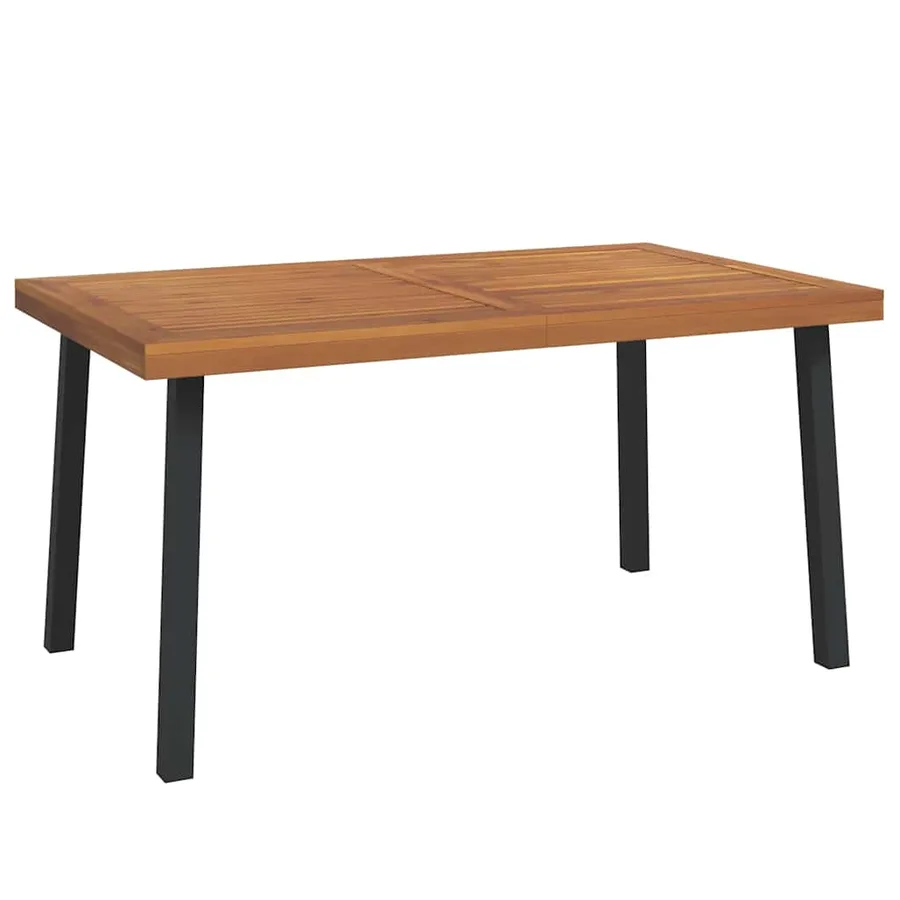 Ensemble à manger de jardin 5 pcs bois d'acacia massif et métal - 5