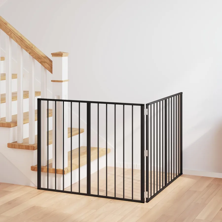 Porte pour chien 2 pcs Noir 100 x 80 cm Acier galvanisé