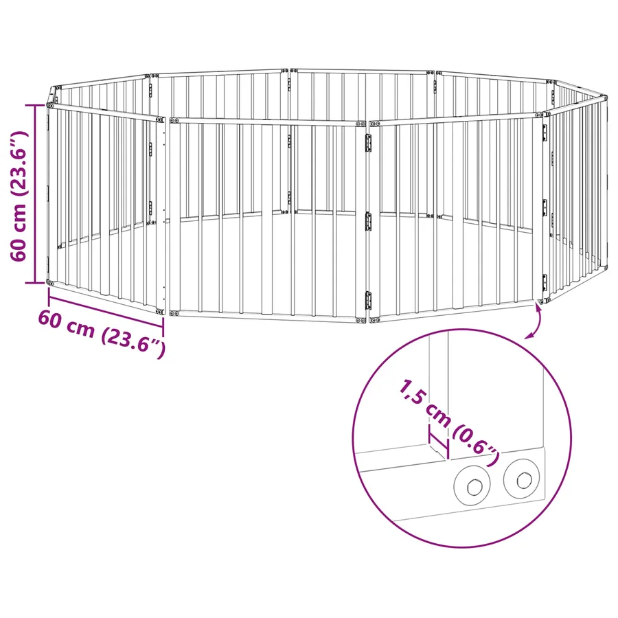 Porte pour chien 10 pcs Noir 60 x 60 cm Acier galvanisé - 8