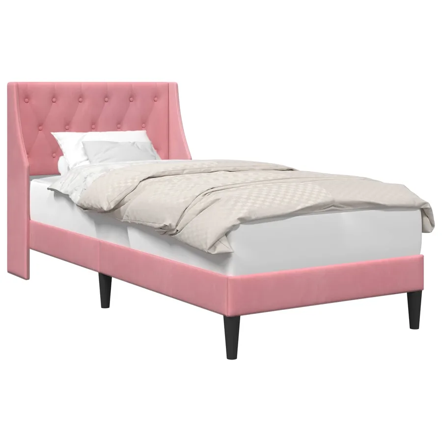 Cadre de lit avec tête de lit Rose 100 x 200 cm Velours - 2