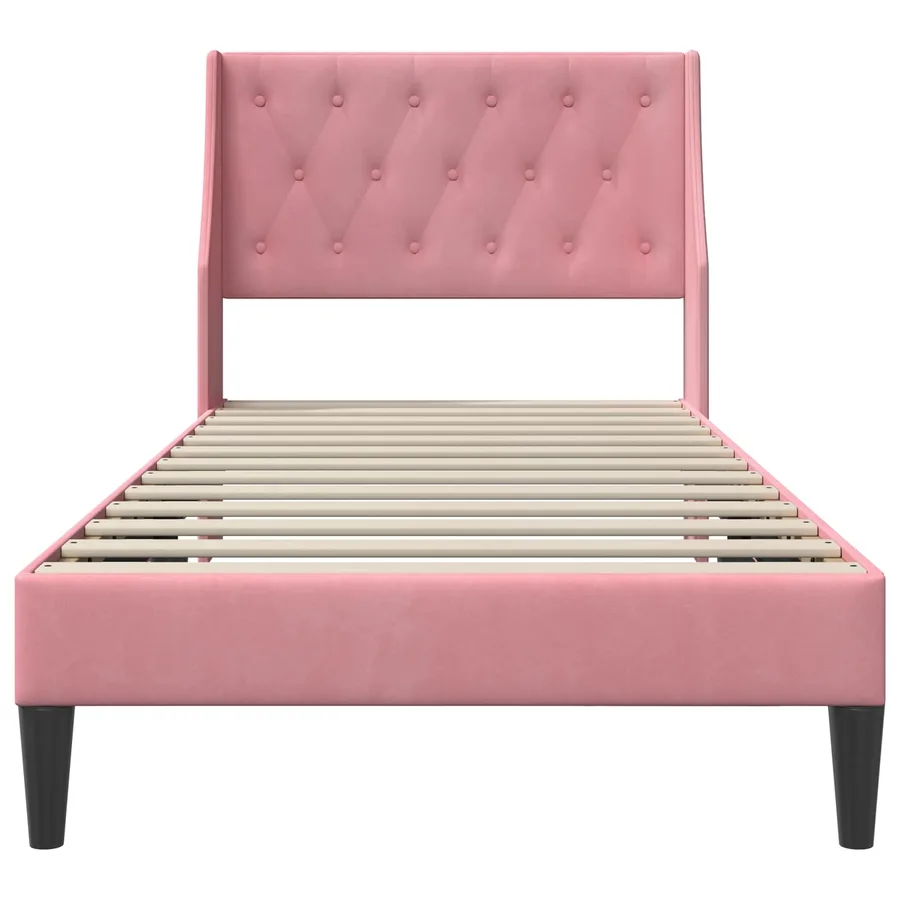 Cadre de lit avec tête de lit Rose 100 x 200 cm Velours - 4