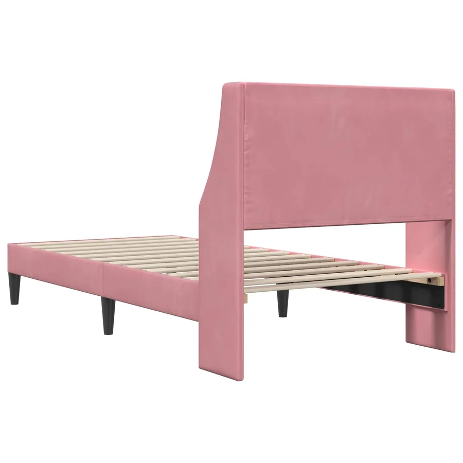 Cadre de lit avec tête de lit Rose 100 x 200 cm Velours - 6