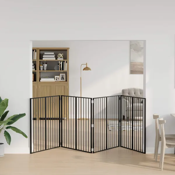 Porte pour chien 4 pcs Noir 100 x 100 cm Acier galvanisé