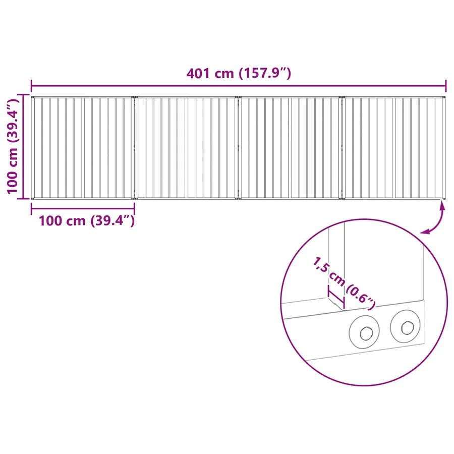 Porte pour chien 4 pcs Noir 100 x 100 cm Acier galvanisé - 9