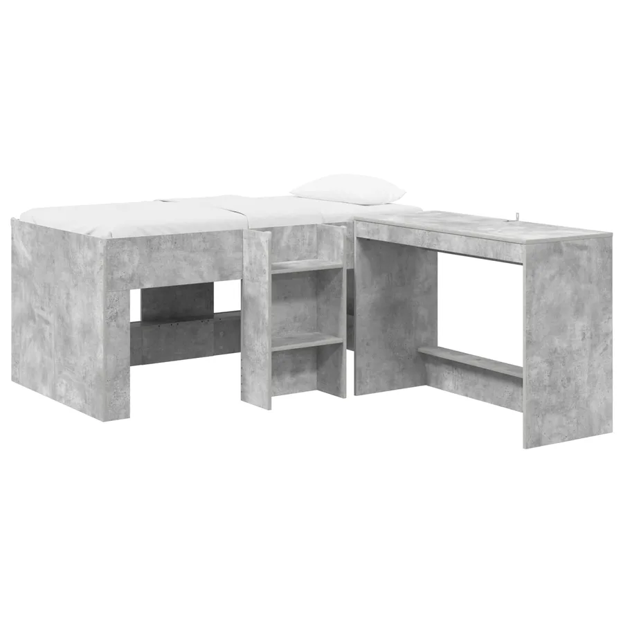 Lit haut pour enfants avec bureau 2 pc Gris béton - 2