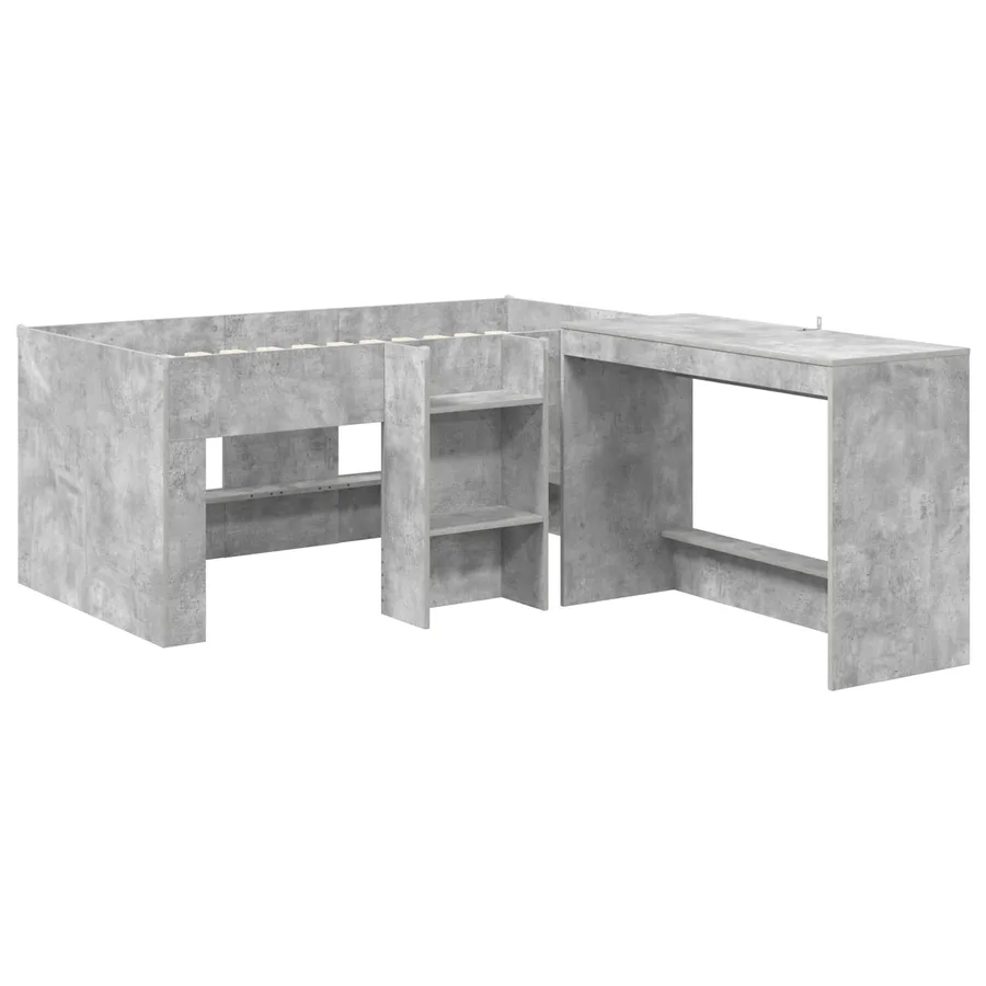 Lit haut pour enfants avec bureau 2 pc Gris béton - 3