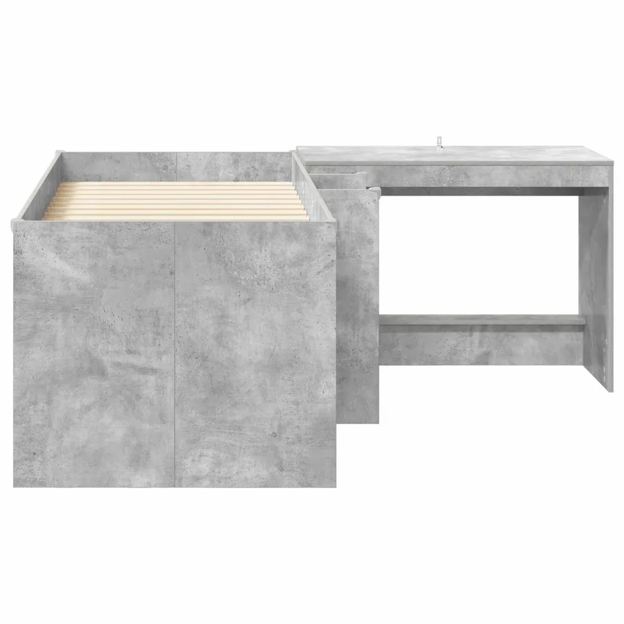 Lit haut pour enfants avec bureau 2 pc Gris béton - 4