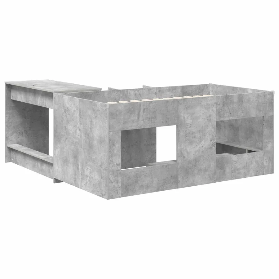 Lit haut pour enfants avec bureau 2 pc Gris béton - 5