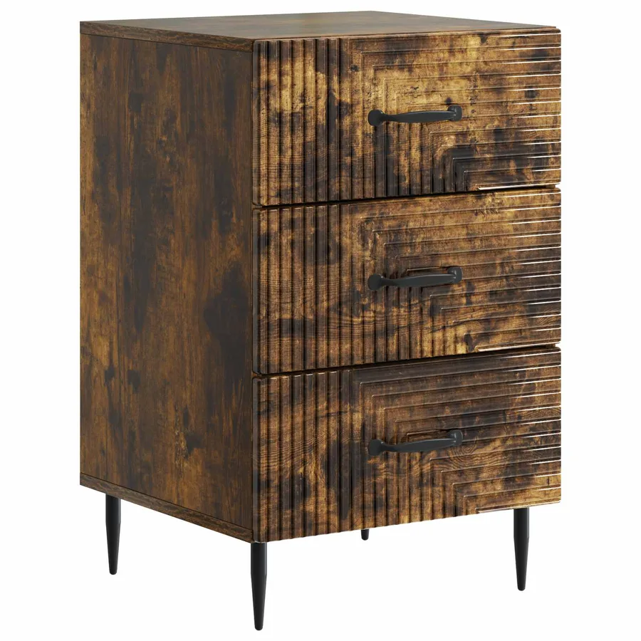 Cabinet de chevet avec tiroir Chêne fumé 43 x 41 x 66,5 cm - 2