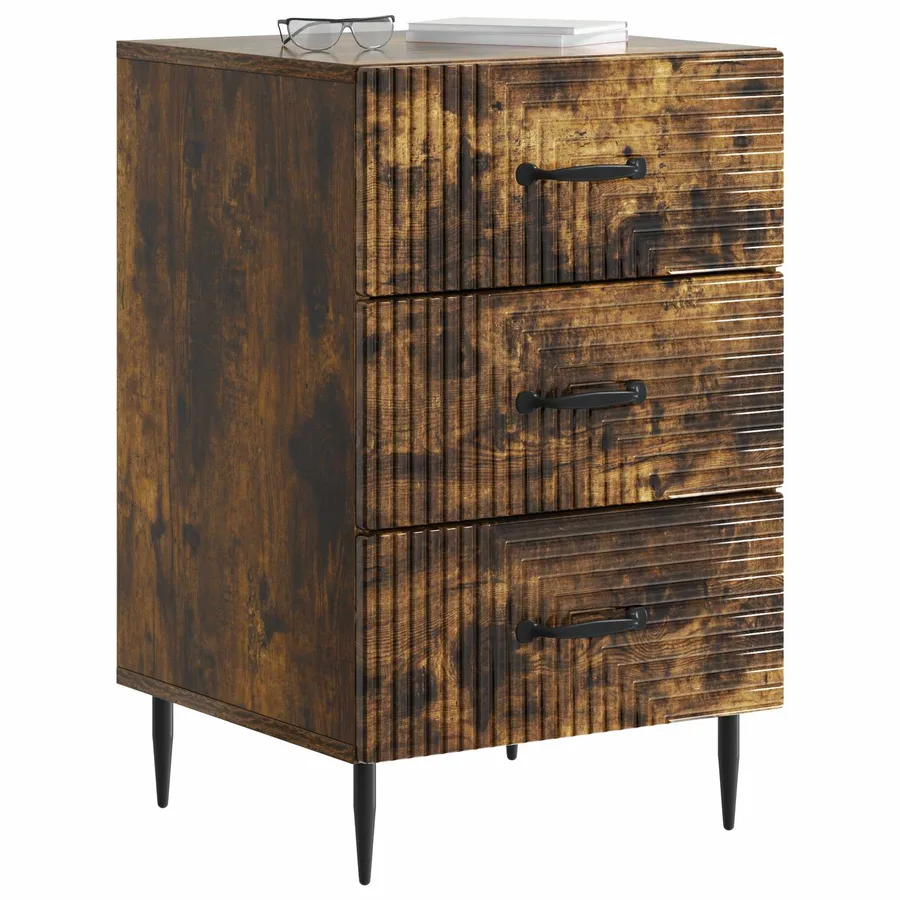 Cabinet de chevet avec tiroir Chêne fumé 43 x 41 x 66,5 cm - 3