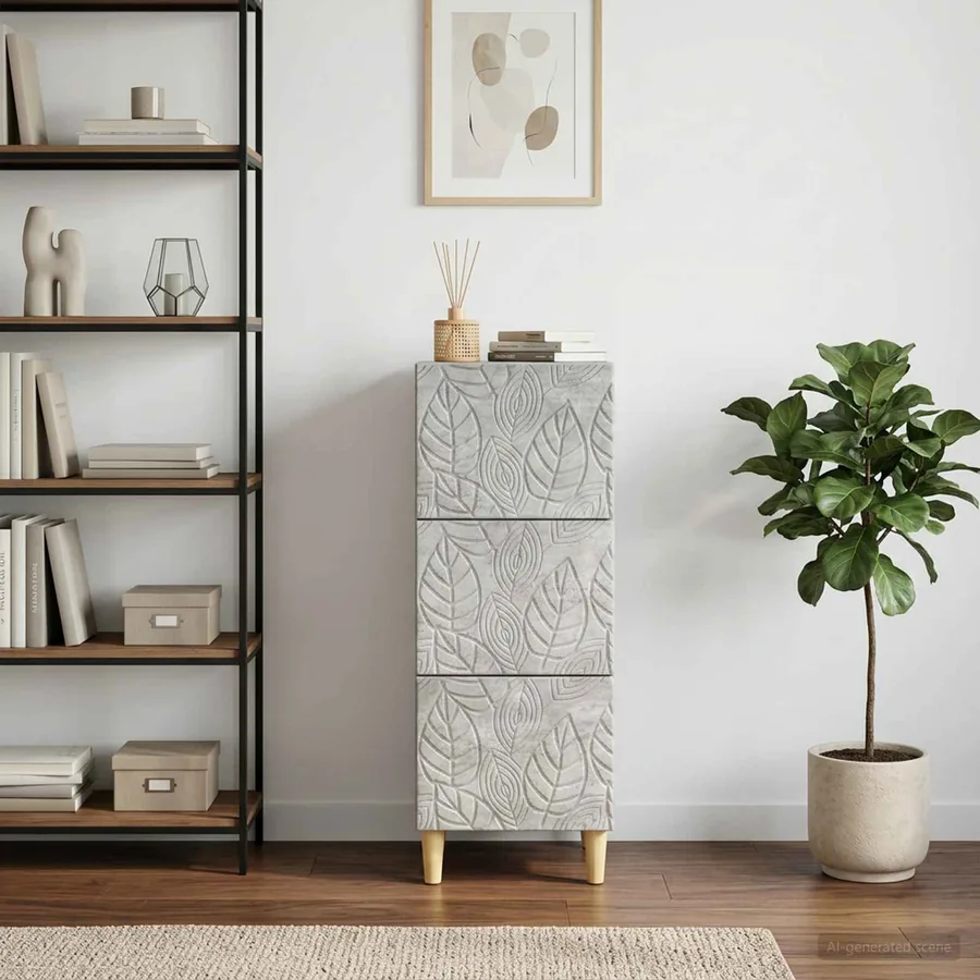 Armoire à tiroirs Gris béton 33 x 34,5 x 90 cm