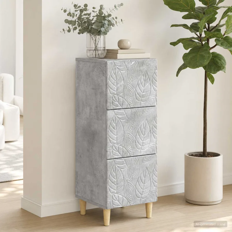 Armoire à tiroirs Gris béton 33 x 34,5 x 90 cm - 3