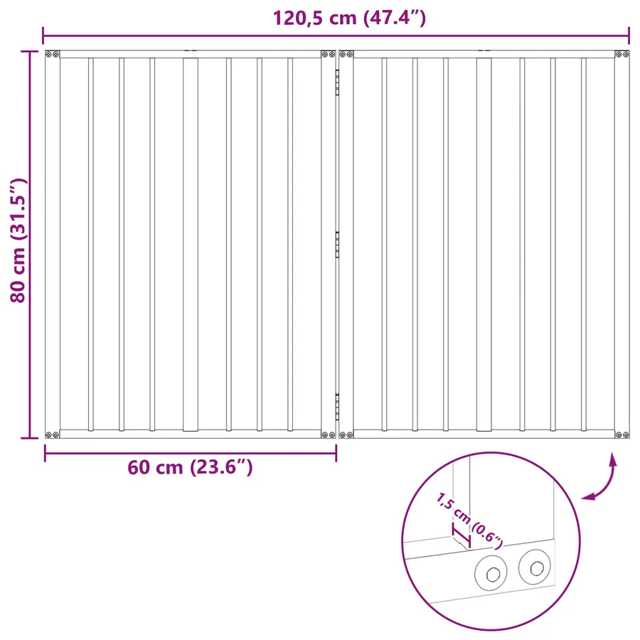 Porte pour chien 2 pcs Noir 60 x 80 cm Acier galvanisé - 8