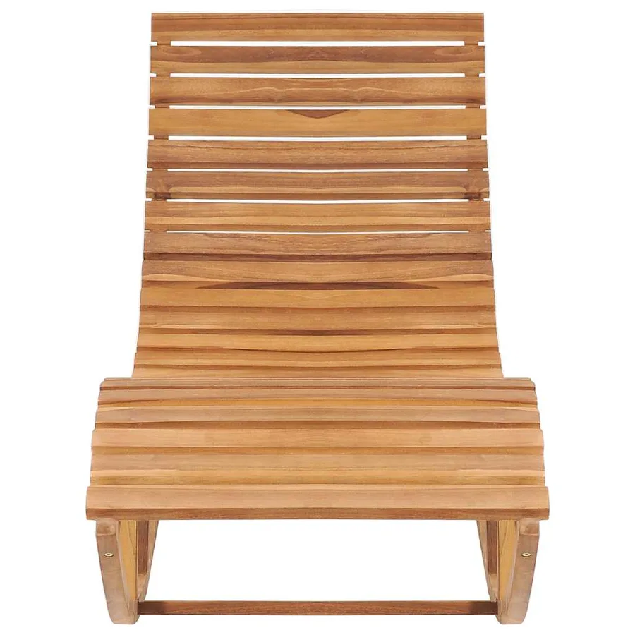 Chaise longue à bascule avec coussin Bois de teck solide - 11