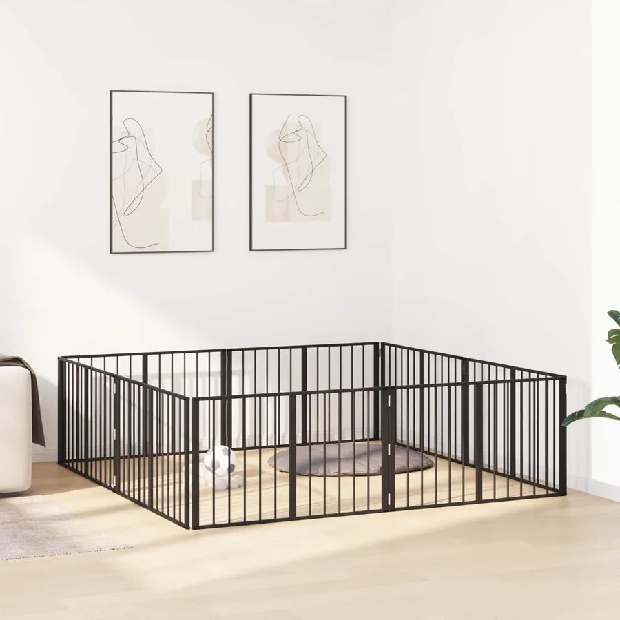 Porte pour chien 8 pcs Noir 100 x 60 cm Acier galvanisé
