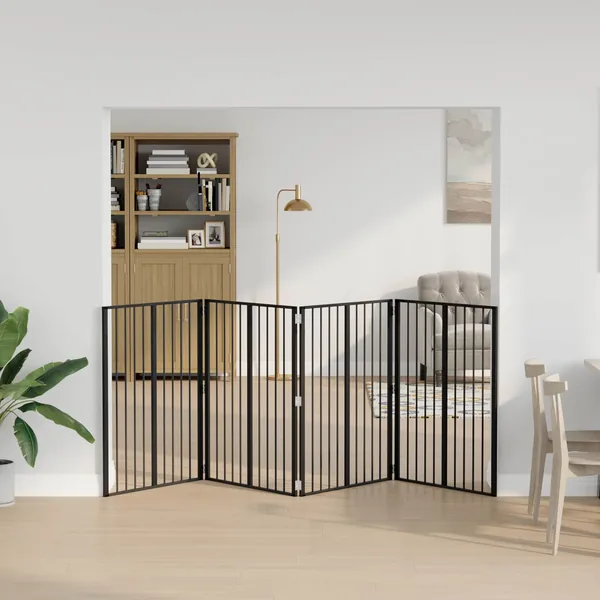 Porte pour chien 4 pcs Noir 80 x 100 cm Acier galvanisé