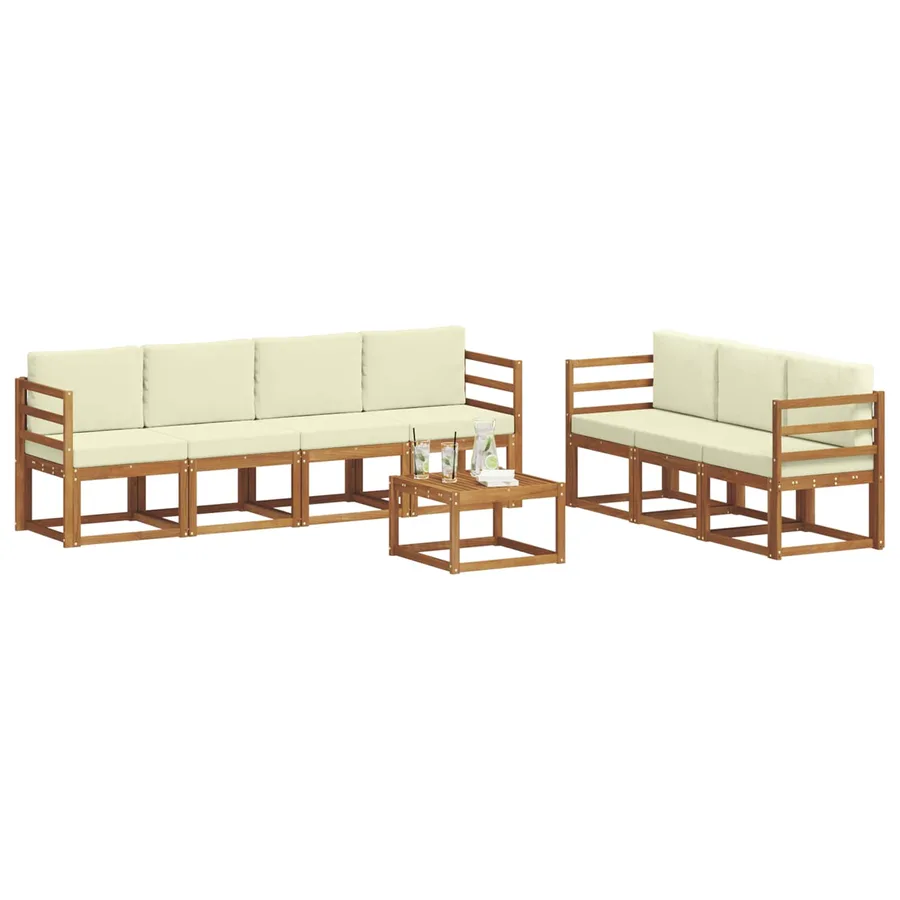 Ensemble de canapés d'extérieur 8 pcs Naturel et Crème - 3