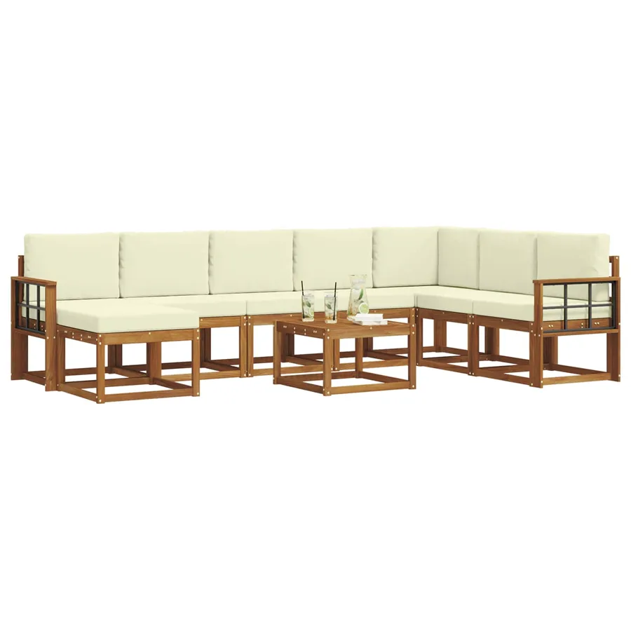 Ensemble de canapés d'extérieur 9 pcs Naturel et Crème - 3