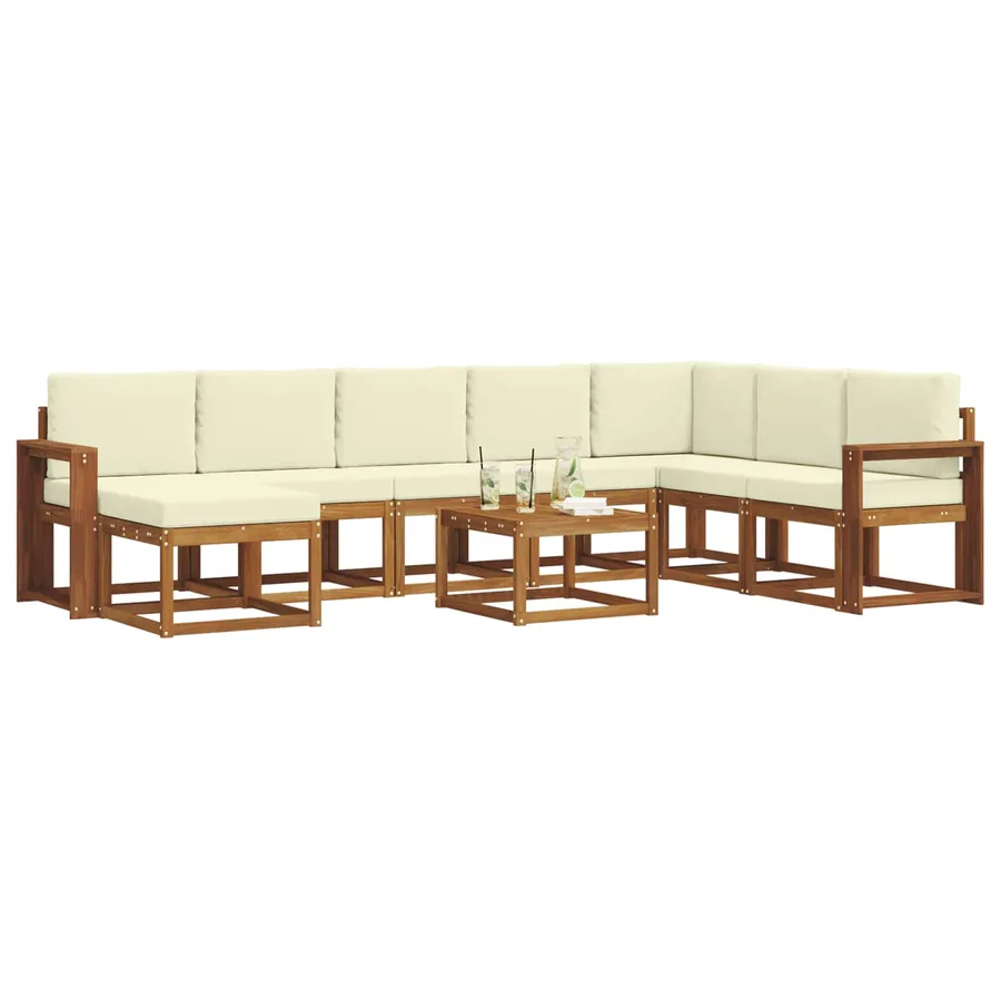 Ensemble de canapés d'extérieur 9 pcs Naturel et Crème - 3