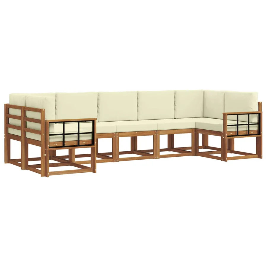 Ensemble de canapés d'extérieur 7 pc Naturel et Crème - 2