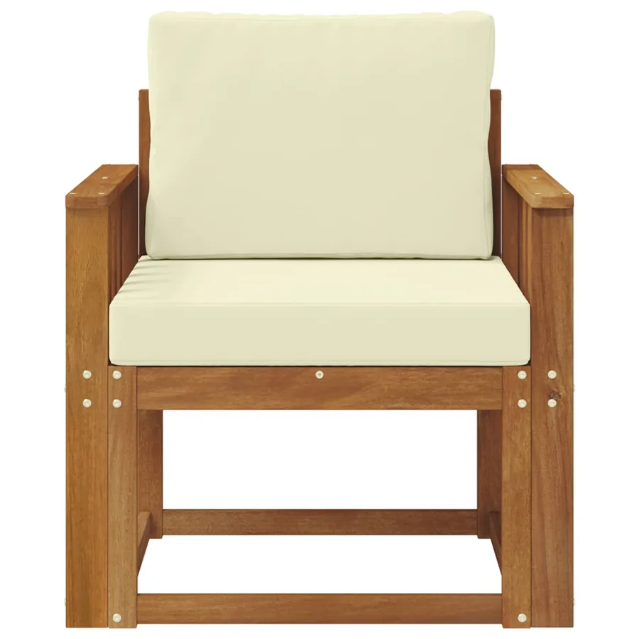 Canapé d’extérieur Bois d'acacia massif et polyester Naturel - 3