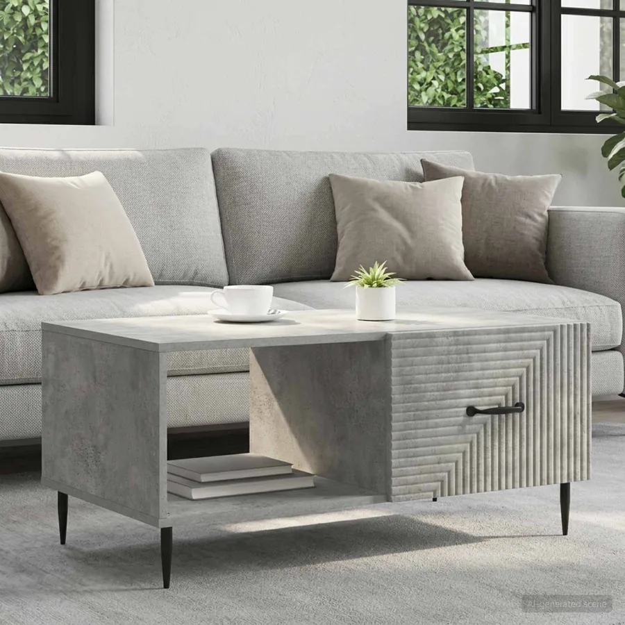 Table basse Gris béton 90 x 50 x 40 cm Bois d'ingénierie