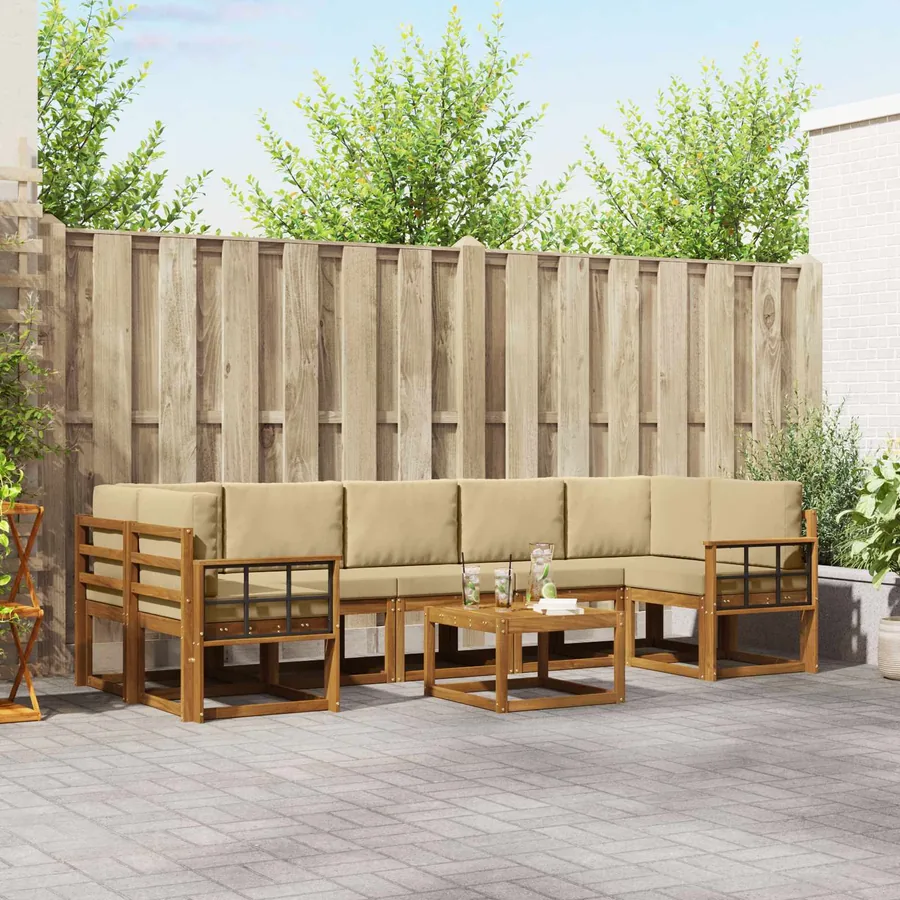 Ensemble de canapés d'extérieur 8 pcs Naturel et Beige