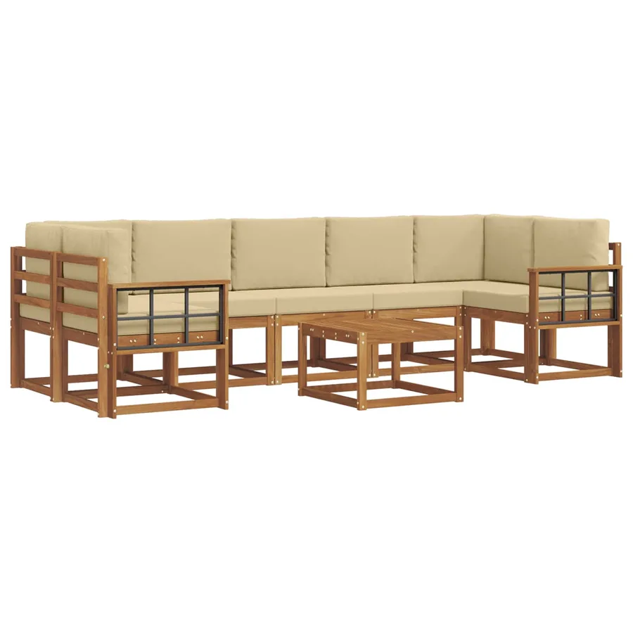 Ensemble de canapés d'extérieur 8 pcs Naturel et Beige - 2
