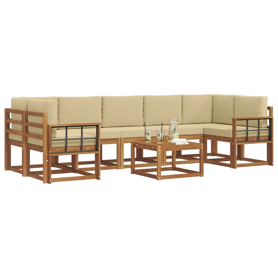 Ensemble de canapés d'extérieur 8 pcs Naturel et Beige - 3