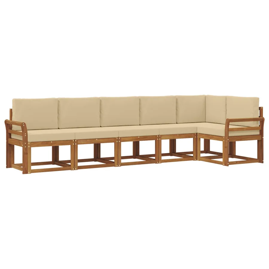 Ensemble de canapés d'extérieur 6 pcs Naturel et Beige - 2