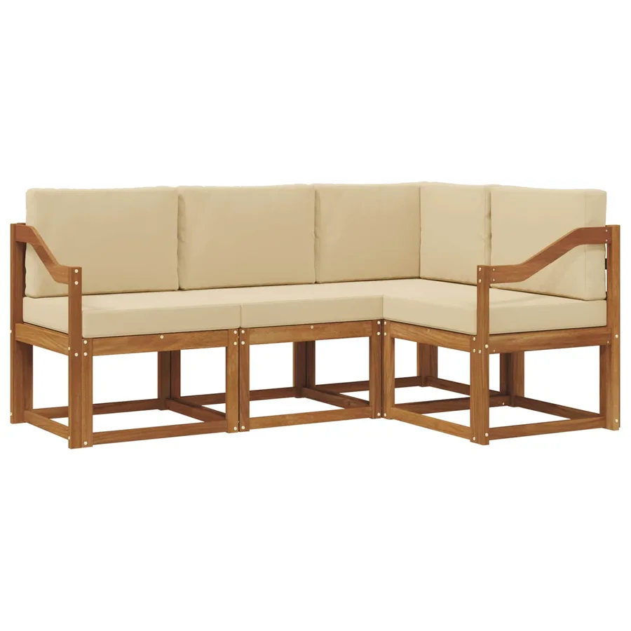 Ensemble de canapés d'extérieur 4 pcs Naturel et Beige - 2